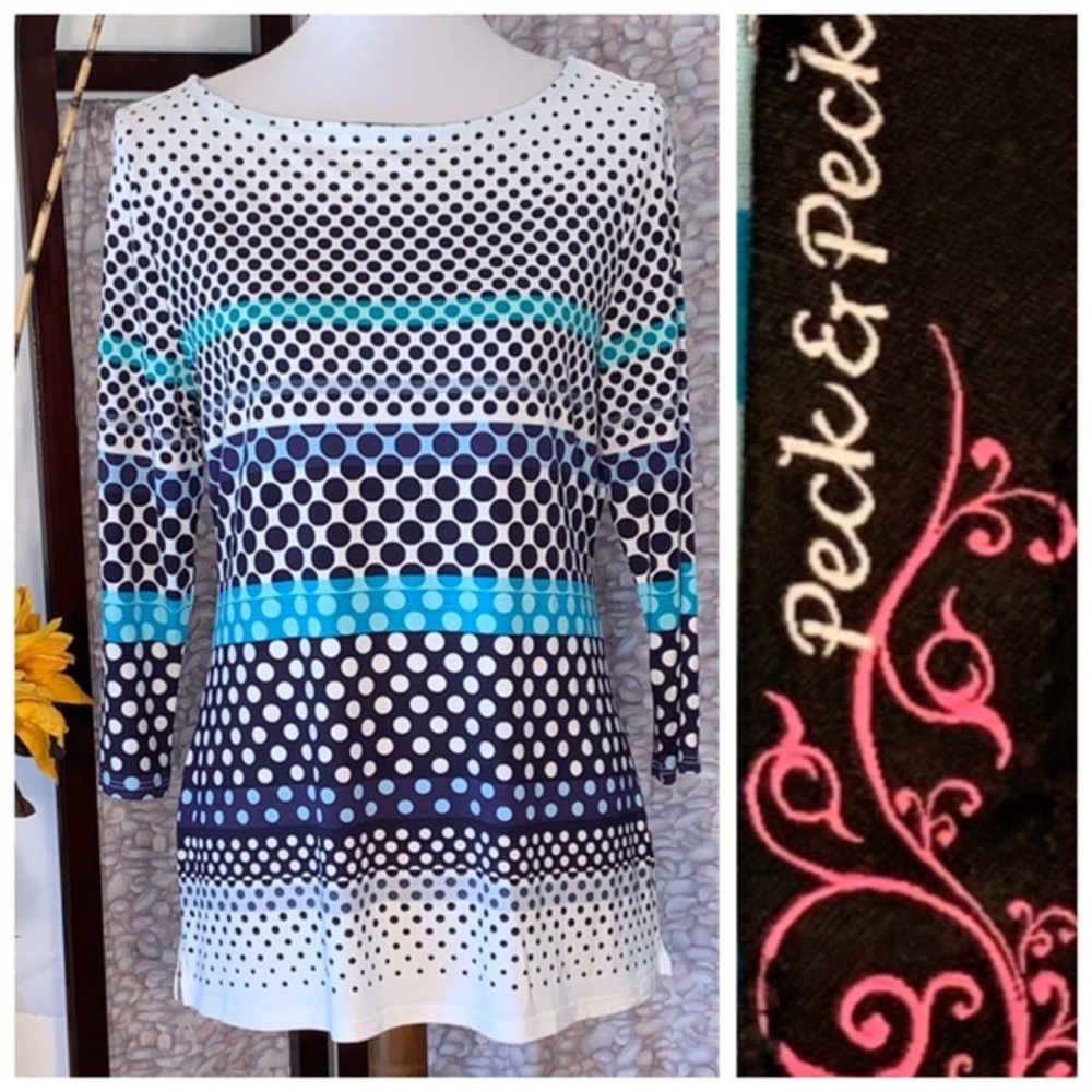 Peck & Peck multicolored polka dots top.